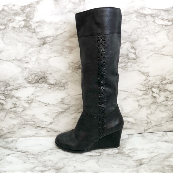 Lucky Brand Shoes - Lucky Brand Leather Over The Knee Wedge Boots